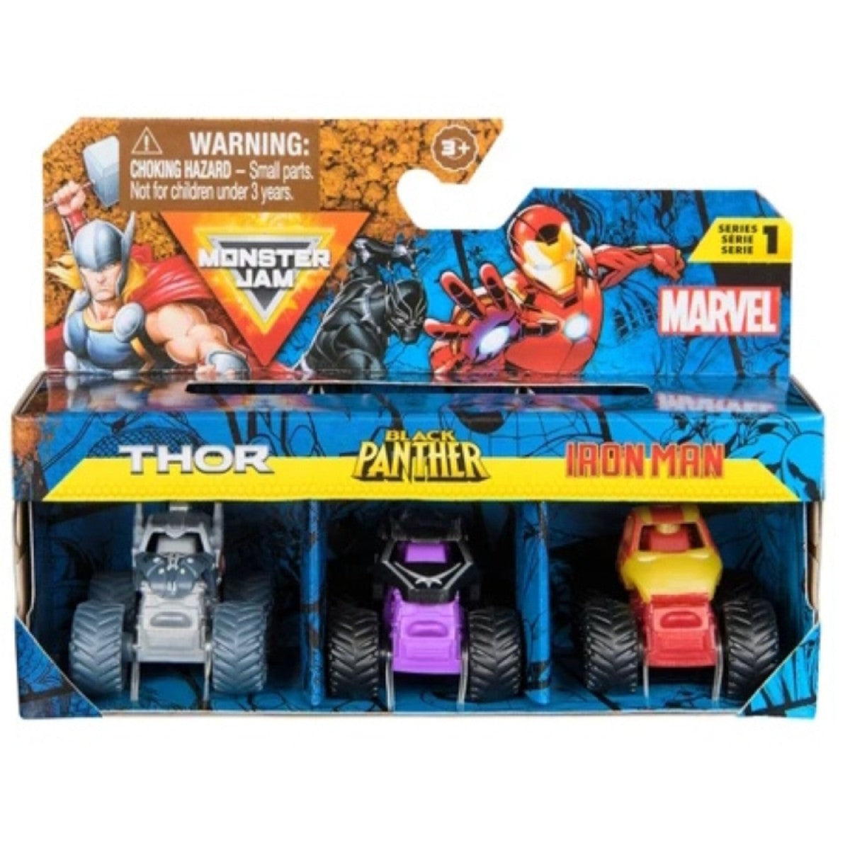 Monster Jam Mini's Marvel 3 Pack 1:87 Die-Cast Toy Assorted