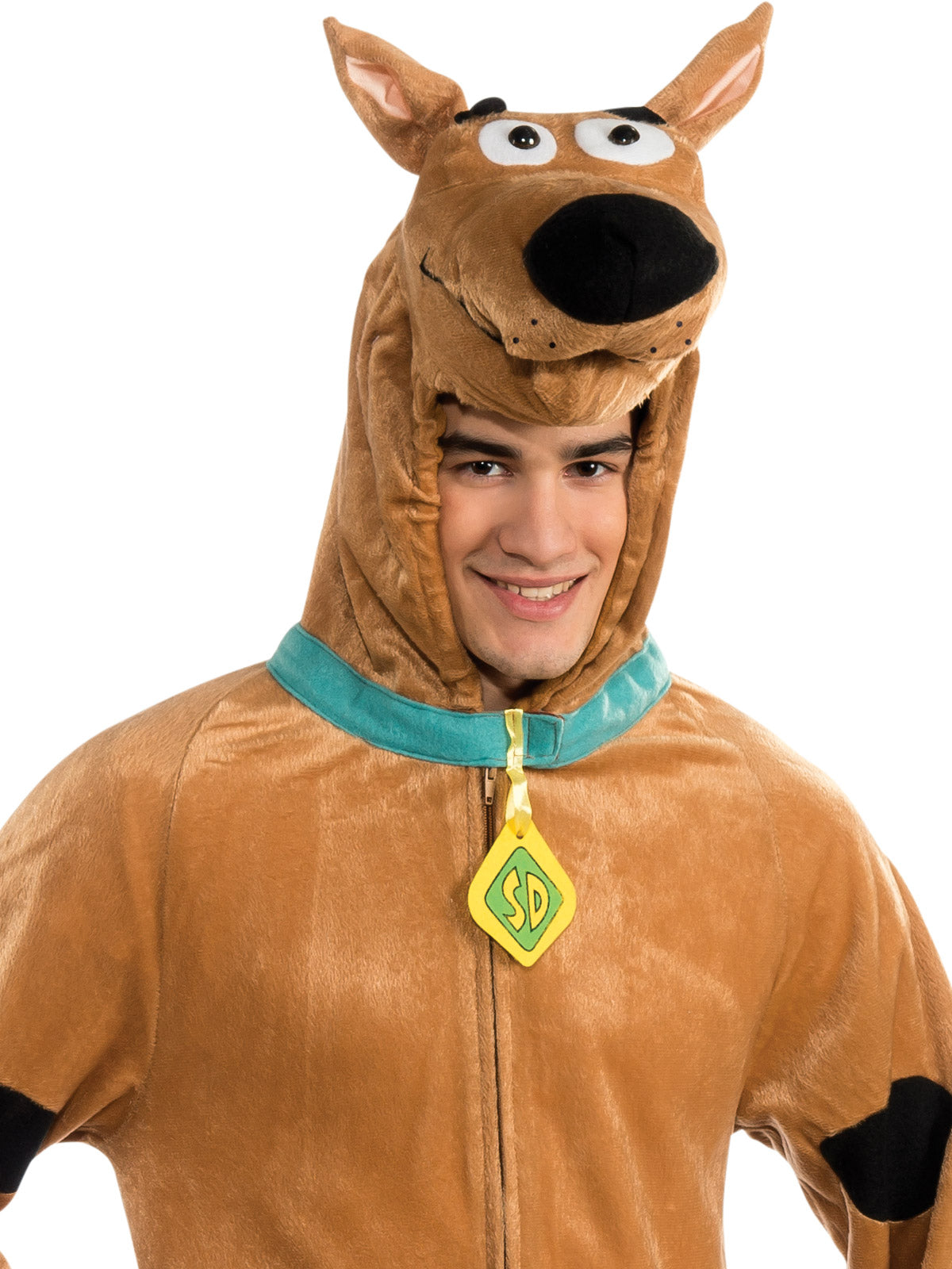 Scooby Doo Adult Costume Hooded Jumpsuit with Tail Paws Collar Shoe Covers
