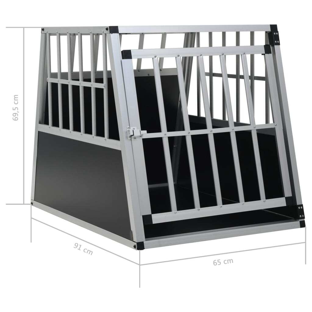 Dog Cage with Single Door Car Travel Crate Pet Carrier Aluminium MDF