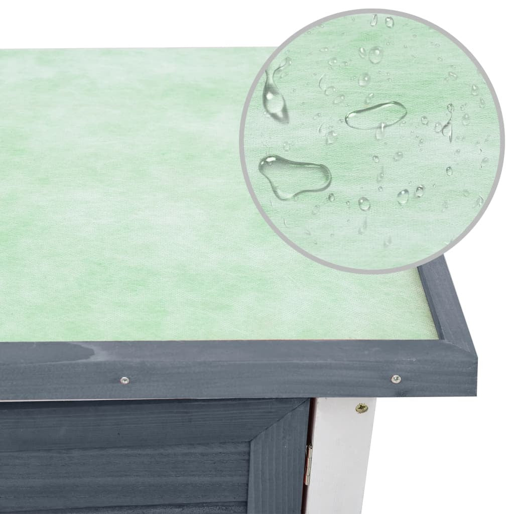 Outdoor Rabbit Hutch Wooden 1 Door Grey Ramp Pull-Out Tray Small Pet Cage