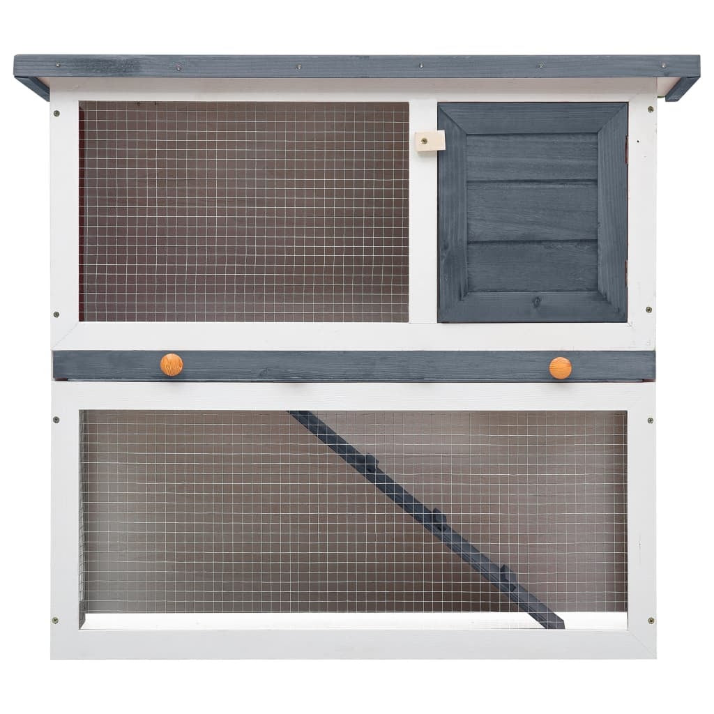 Outdoor Rabbit Hutch Wooden 1 Door Grey Ramp Pull-Out Tray Small Pet Cage