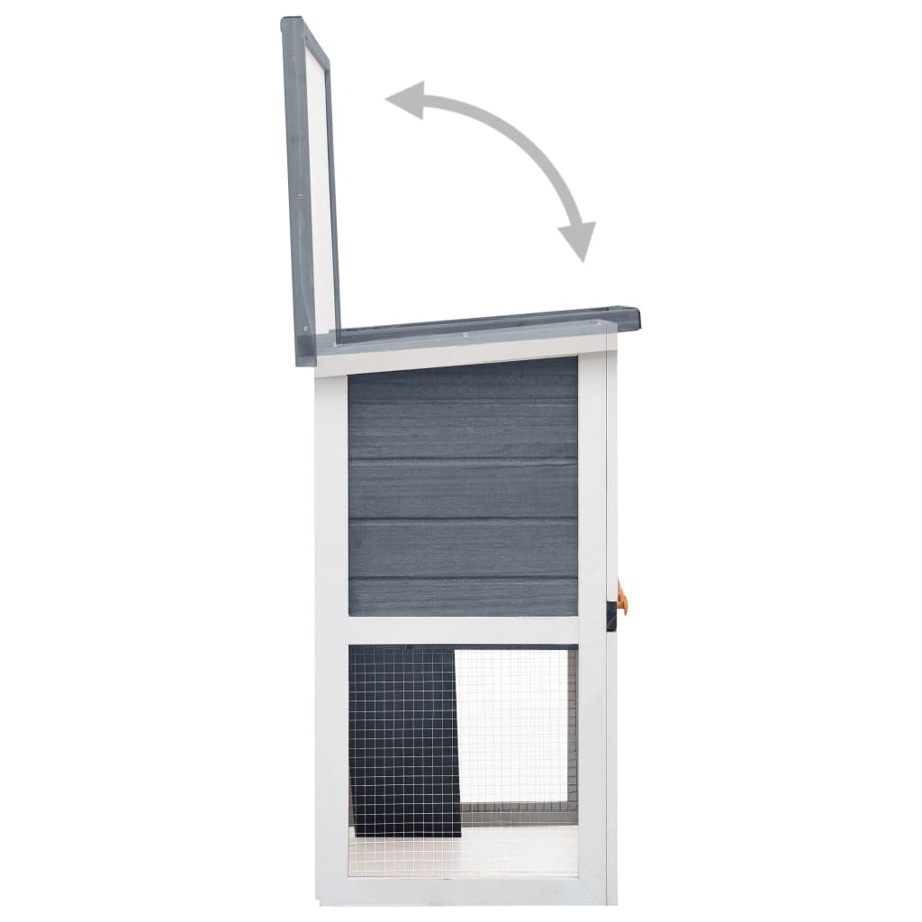 Outdoor Rabbit Hutch Wooden 1 Door Grey Ramp Pull-Out Tray Small Pet Cage