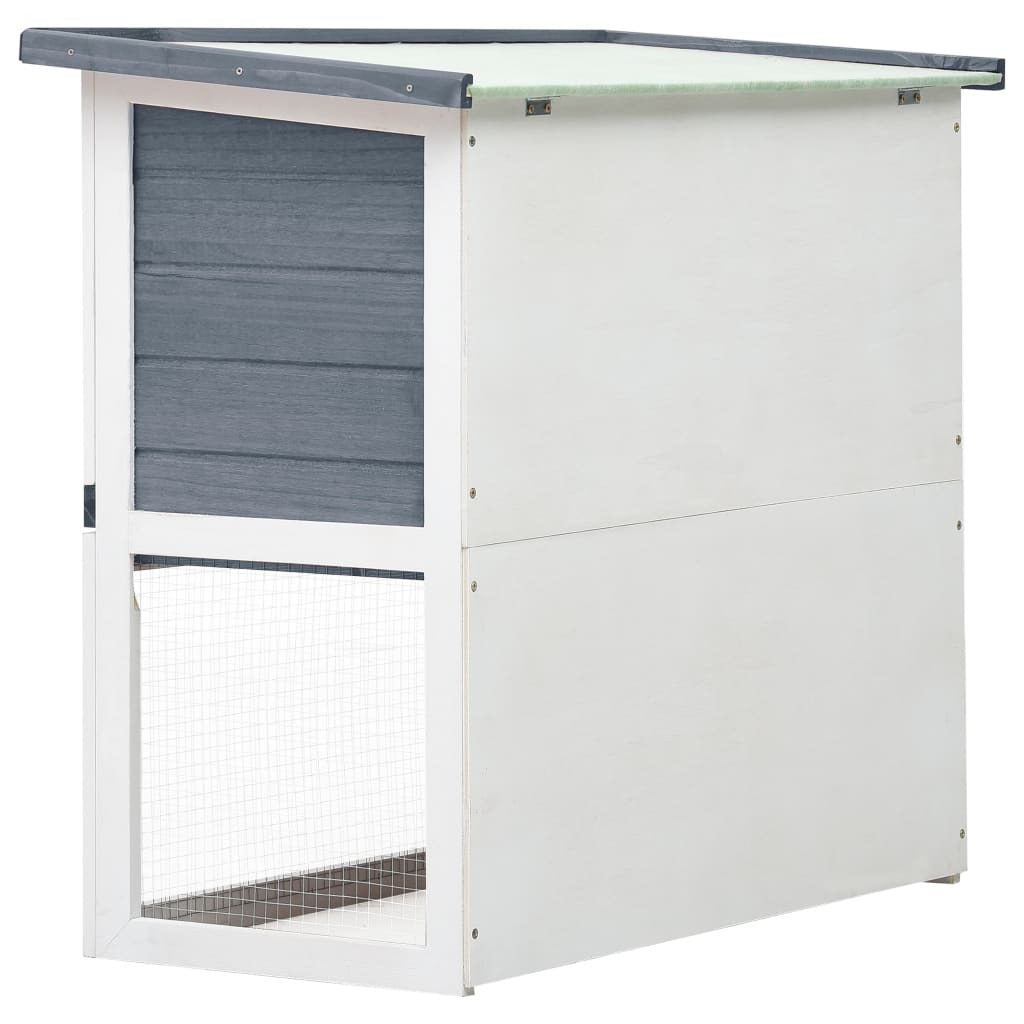 Outdoor Rabbit Hutch Wooden 1 Door Grey Ramp Pull-Out Tray Small Pet Cage
