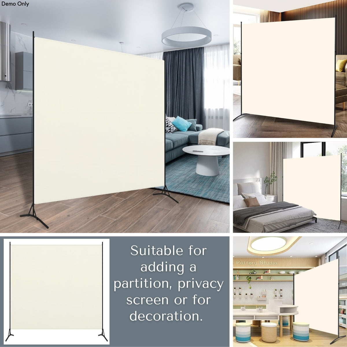 Room Divider White 175x180 cm Fabric