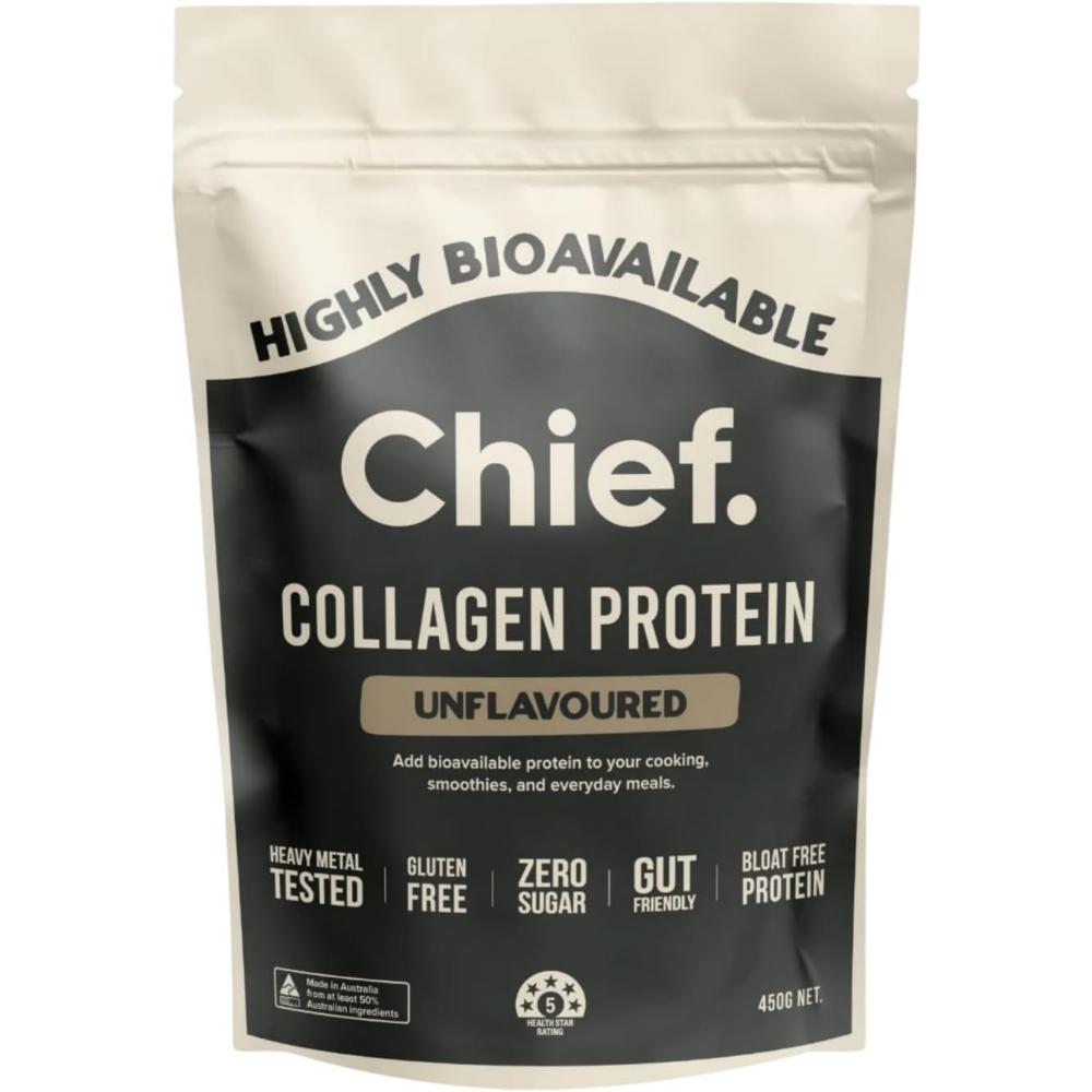 Chief Collagen Protein Powder Grass-Fed Keto Unflavoured 450g 30 Servings