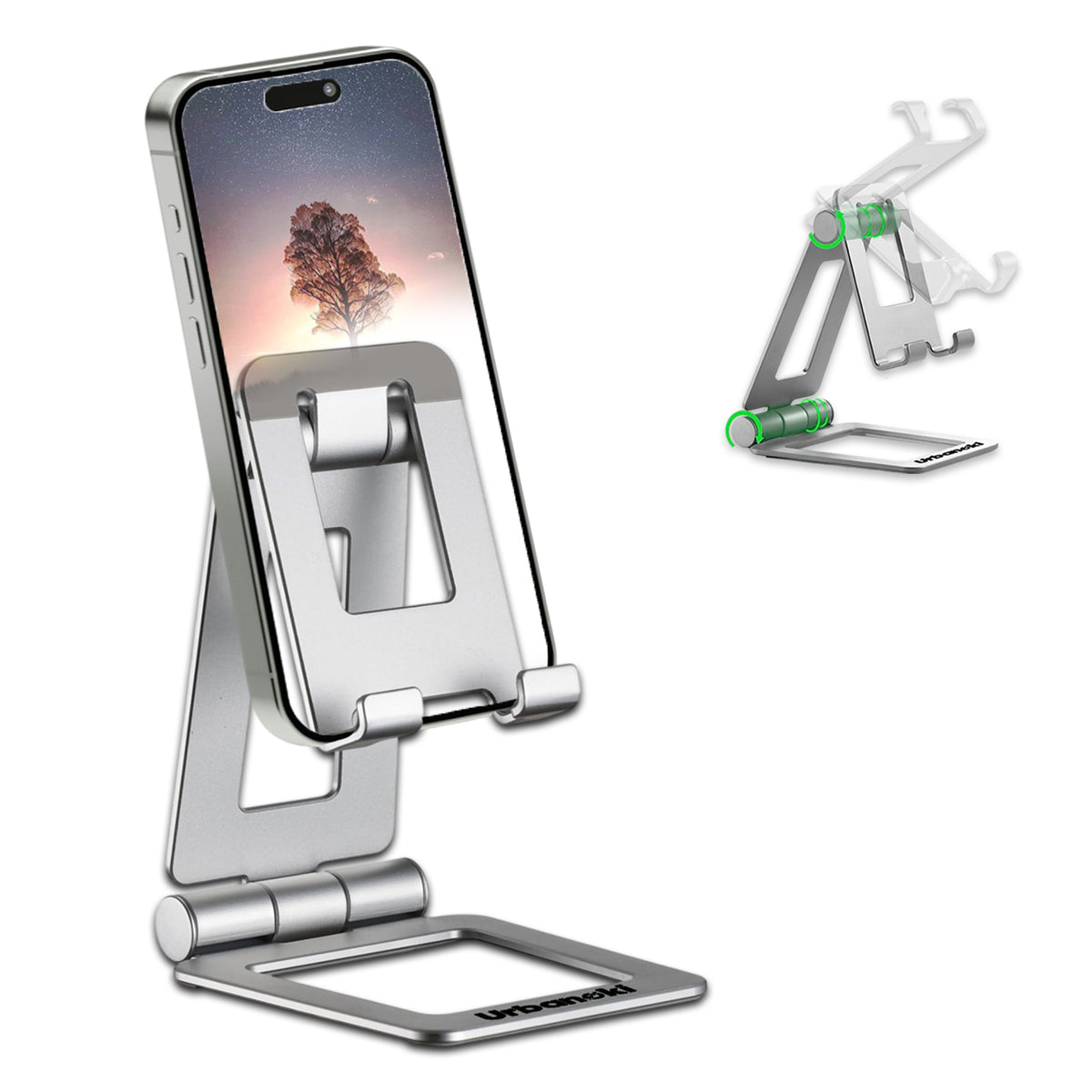Urbanoki Portable Phone Tablet Stand Dual Folding Desk Travel Cradle Dock - Available in Two Colours