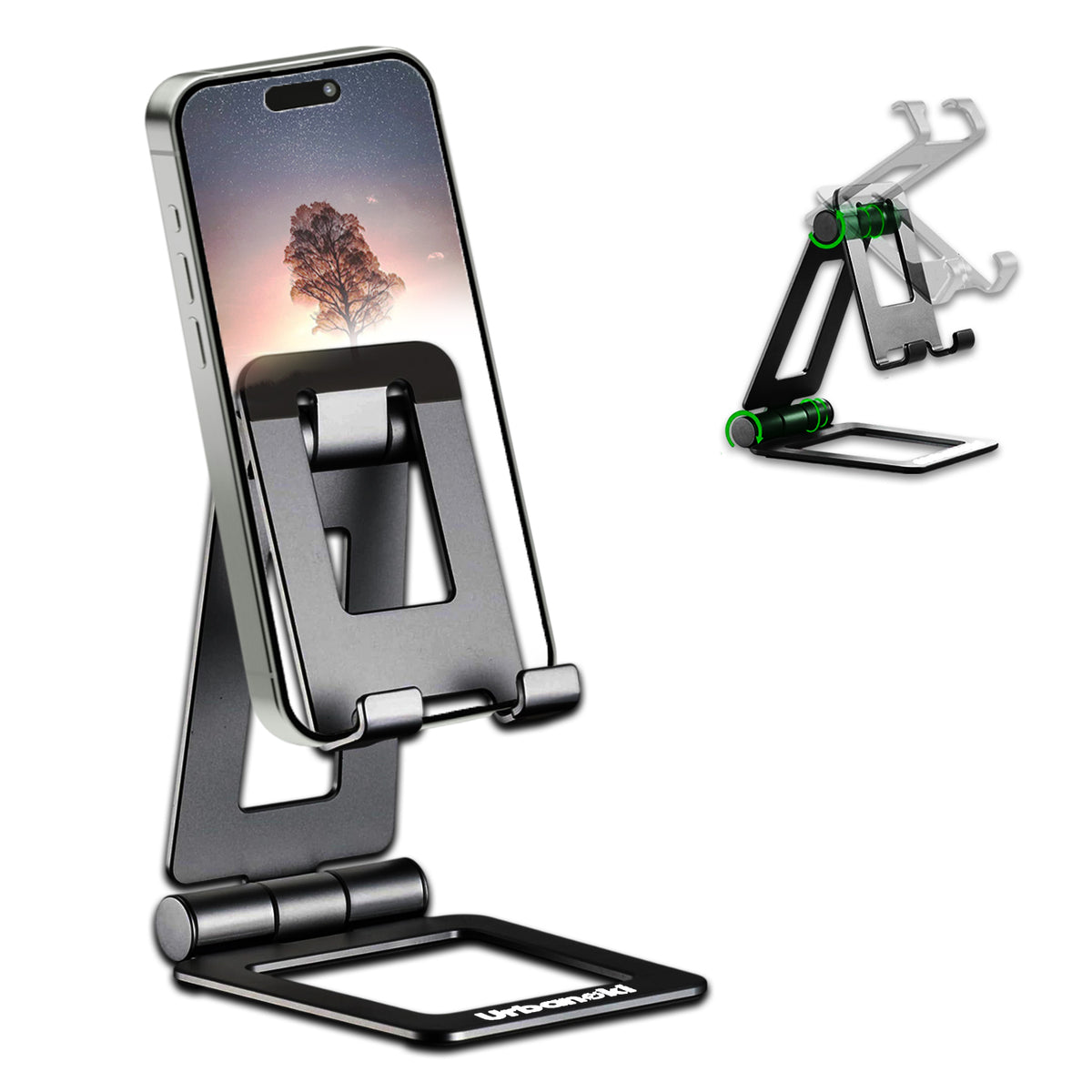 Urbanoki Portable Phone Tablet Stand Dual Folding Desk Travel Cradle Dock - Available in Two Colours