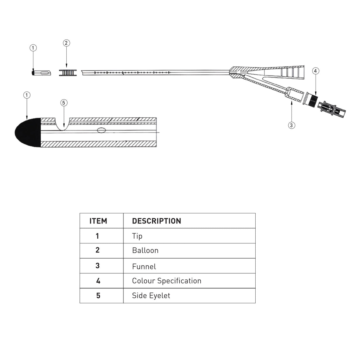 2 Way Foley Catheter - 45cm Standard Tip available  in Four Colours