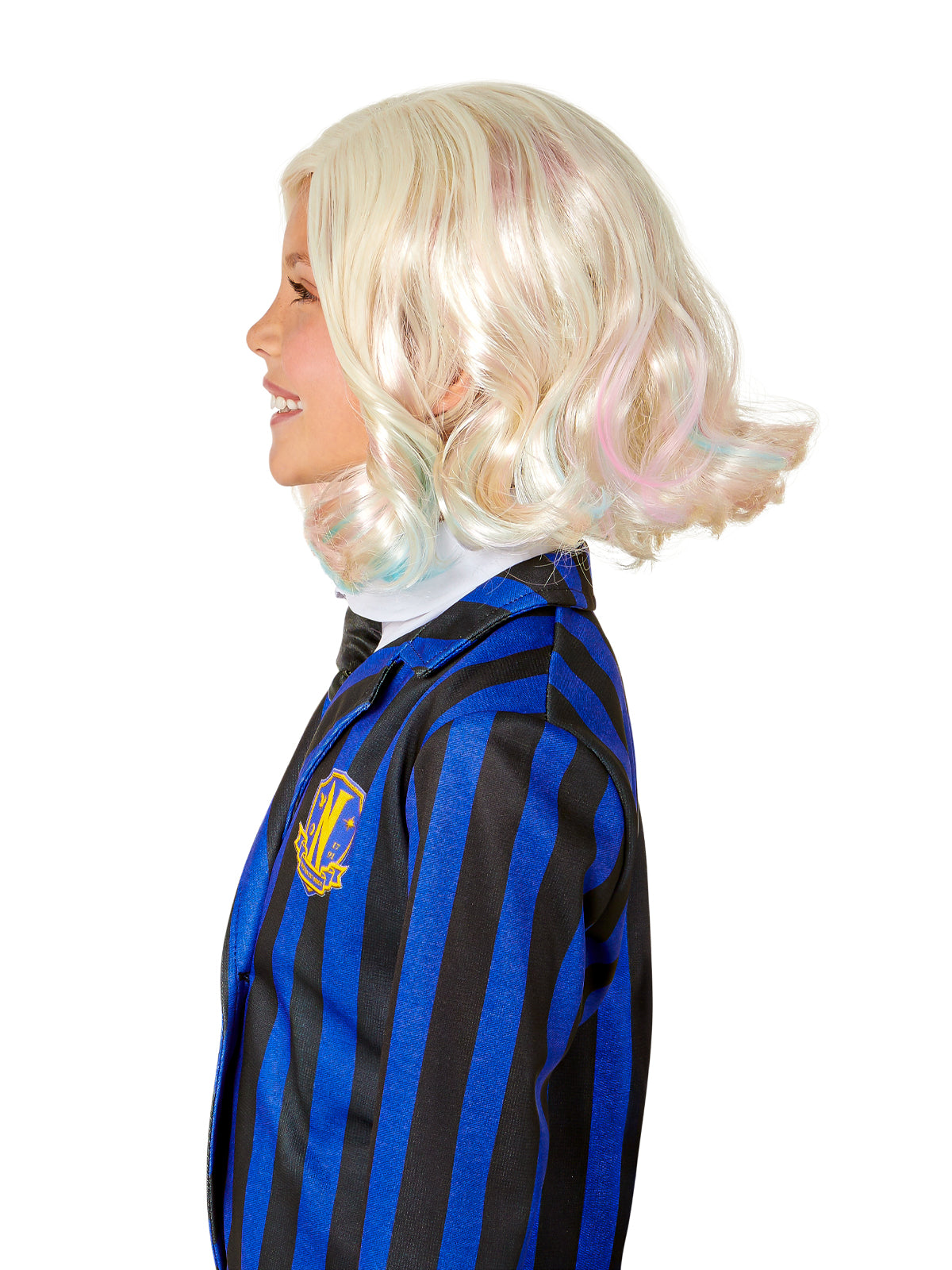 Enid Sinclair Wig for Kids Blonde with Pink and Blue Highlights