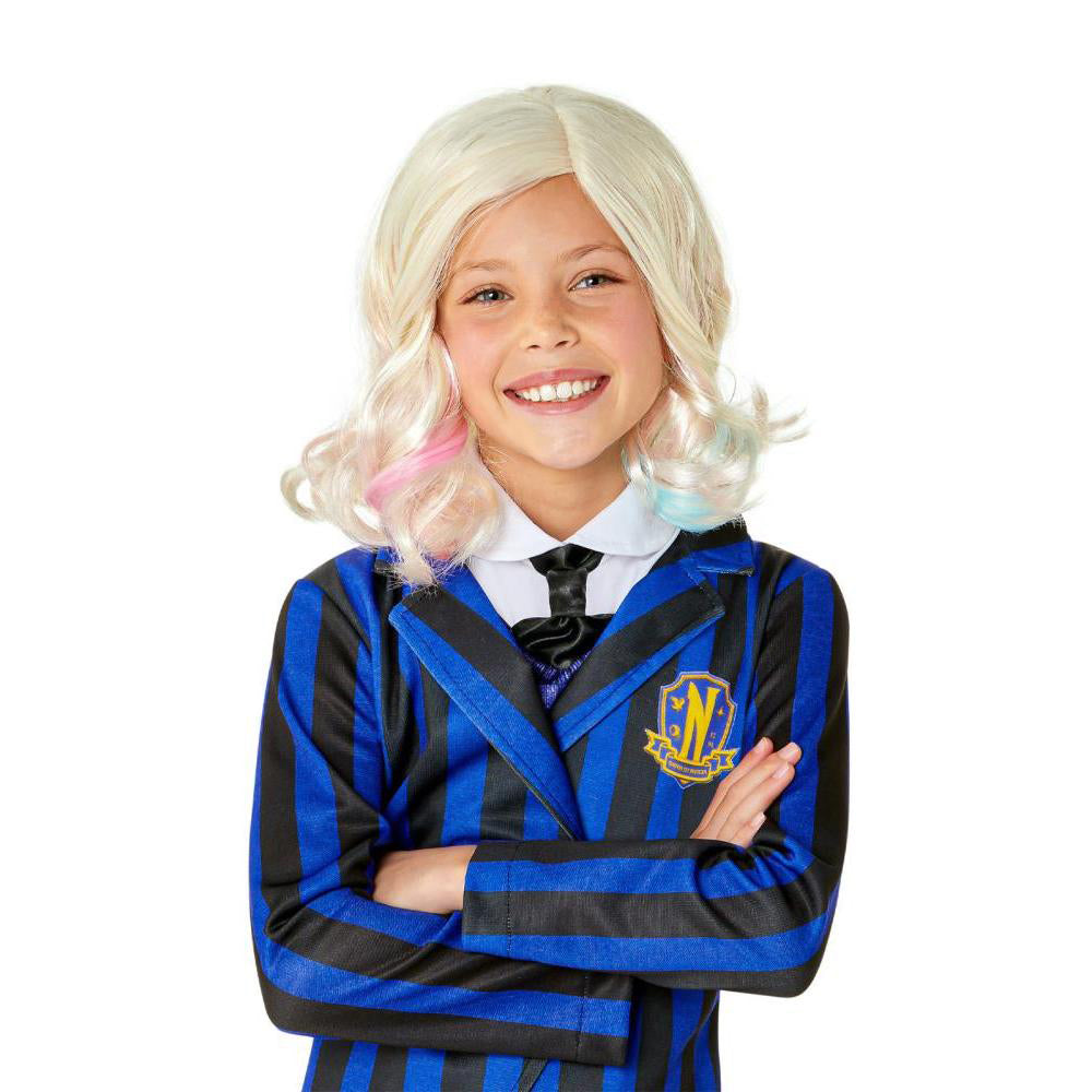 Enid Sinclair Wig for Kids Blonde with Pink and Blue Highlights