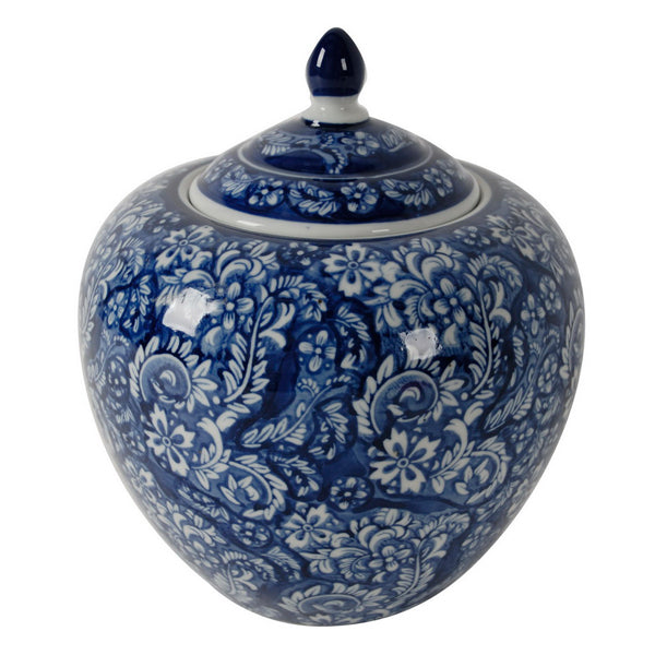 Blossom Ginger Jar Medium 25cm Blue and White Ceramic Floral Design