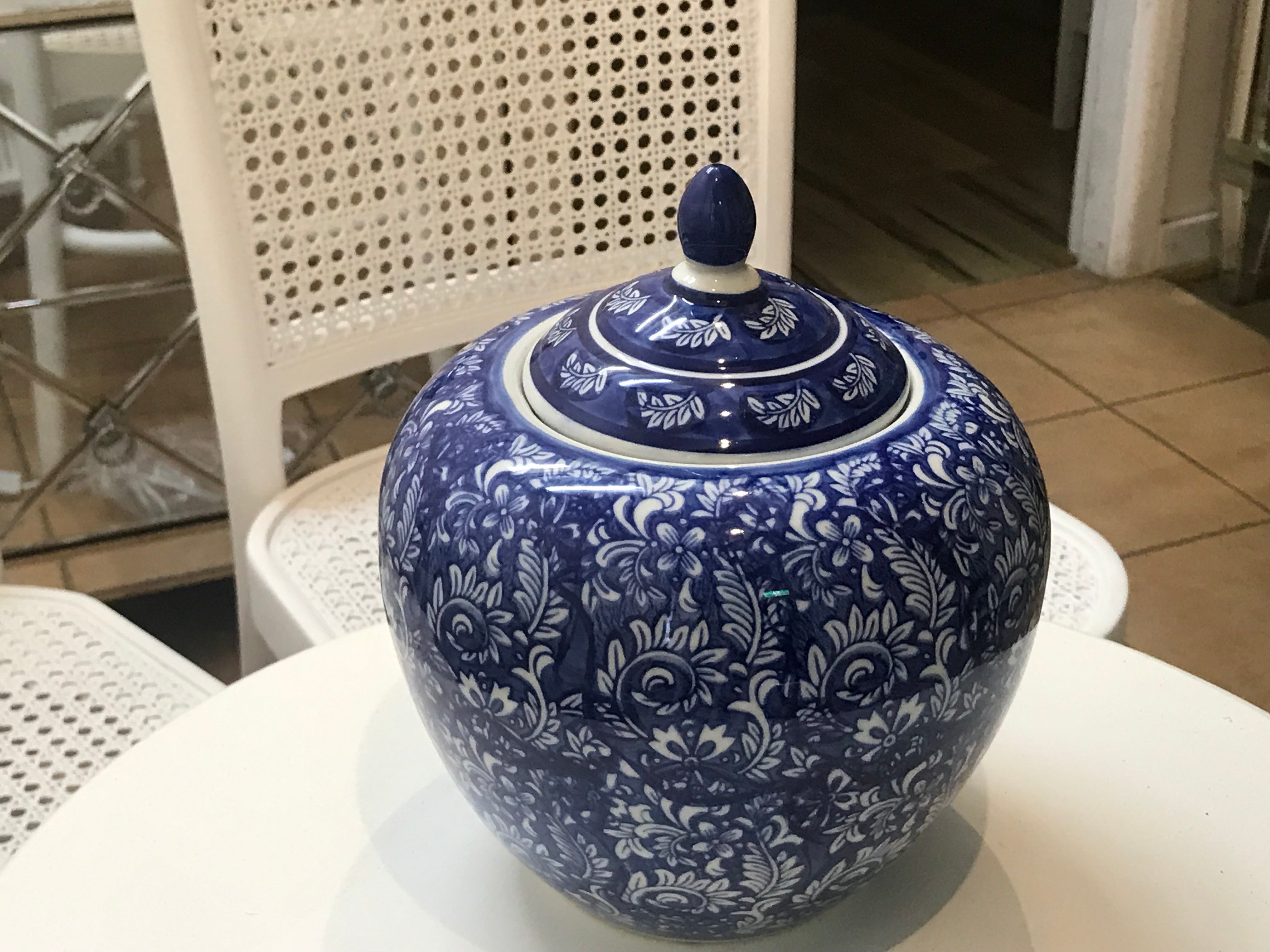 Blossom Ginger Jar Medium 25cm Blue and White Ceramic Floral Design
