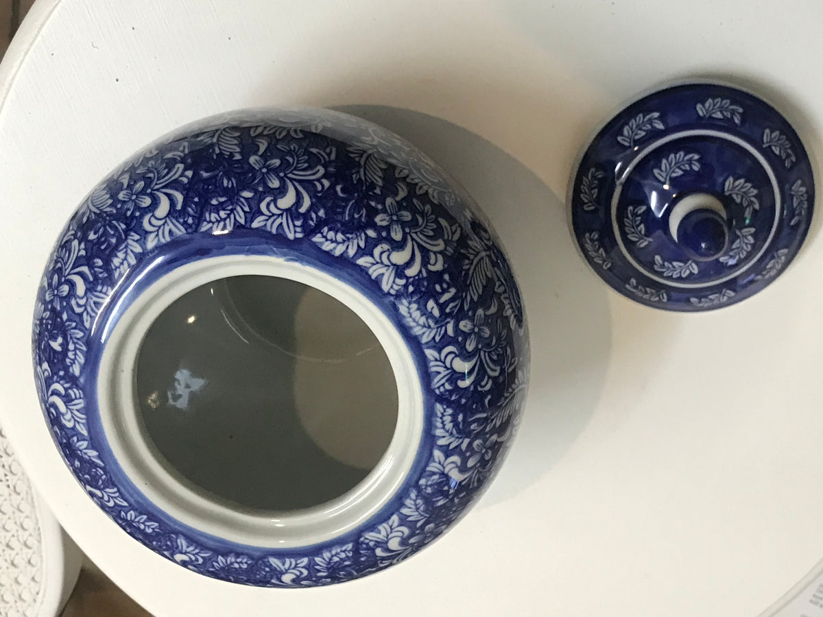 Blossom Ginger Jar Medium 25cm Blue and White Ceramic Floral Design