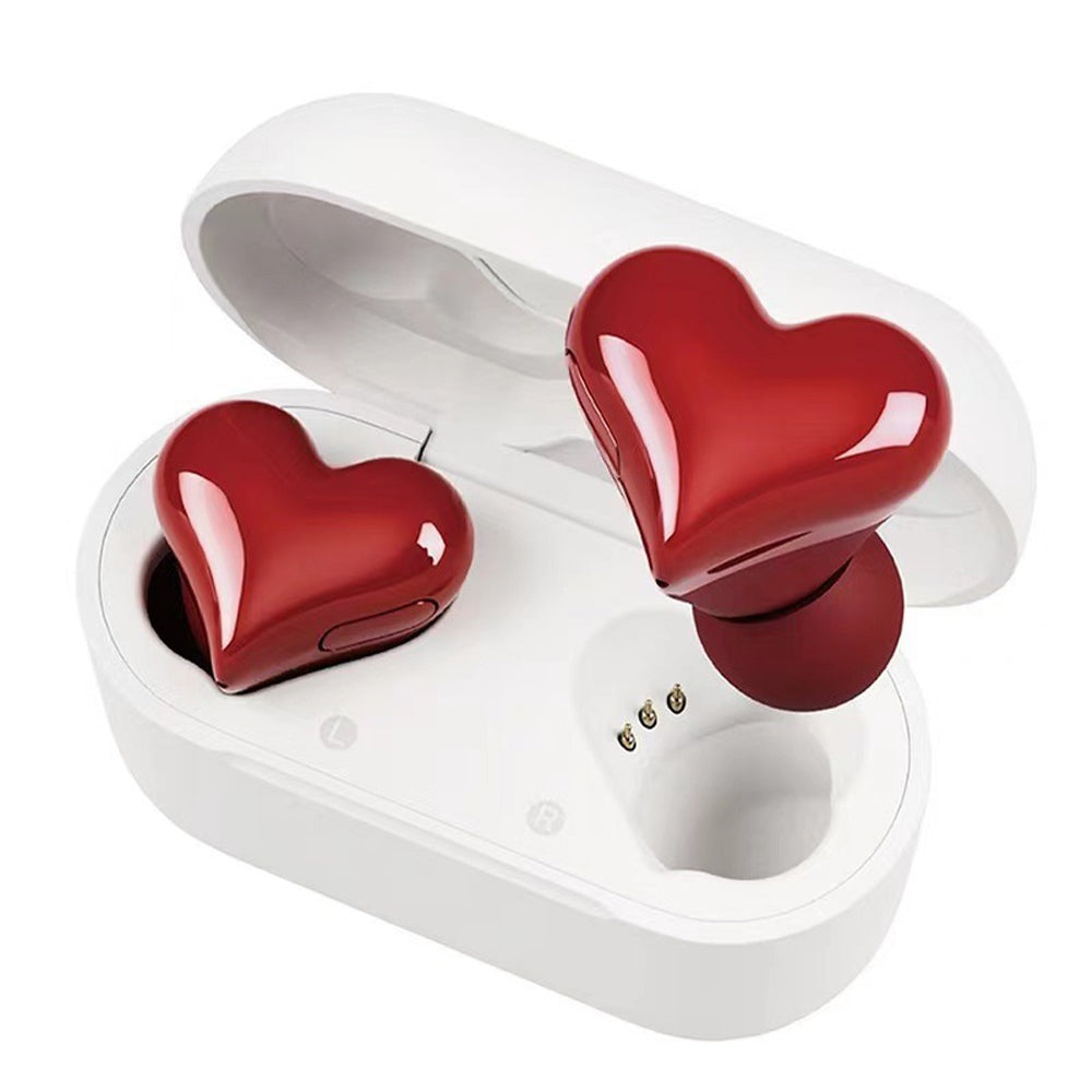 Wireless Bluetooth Heart Style Earphones - USB Rechargeable