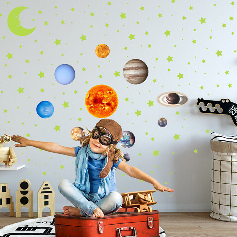 525 Pcs Luminous Solar System Glow in the Dark Wall Ceiling Stickers