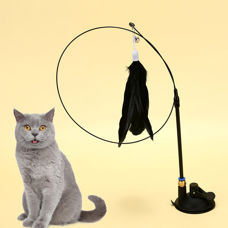 Fluffy Feather Interactive Pet Cat Teaser Cat Feather Wand