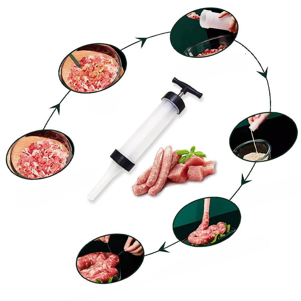 Heavy-Duty Manual Sausage Stuffer with 3 Professional Grade Filling Nozzles