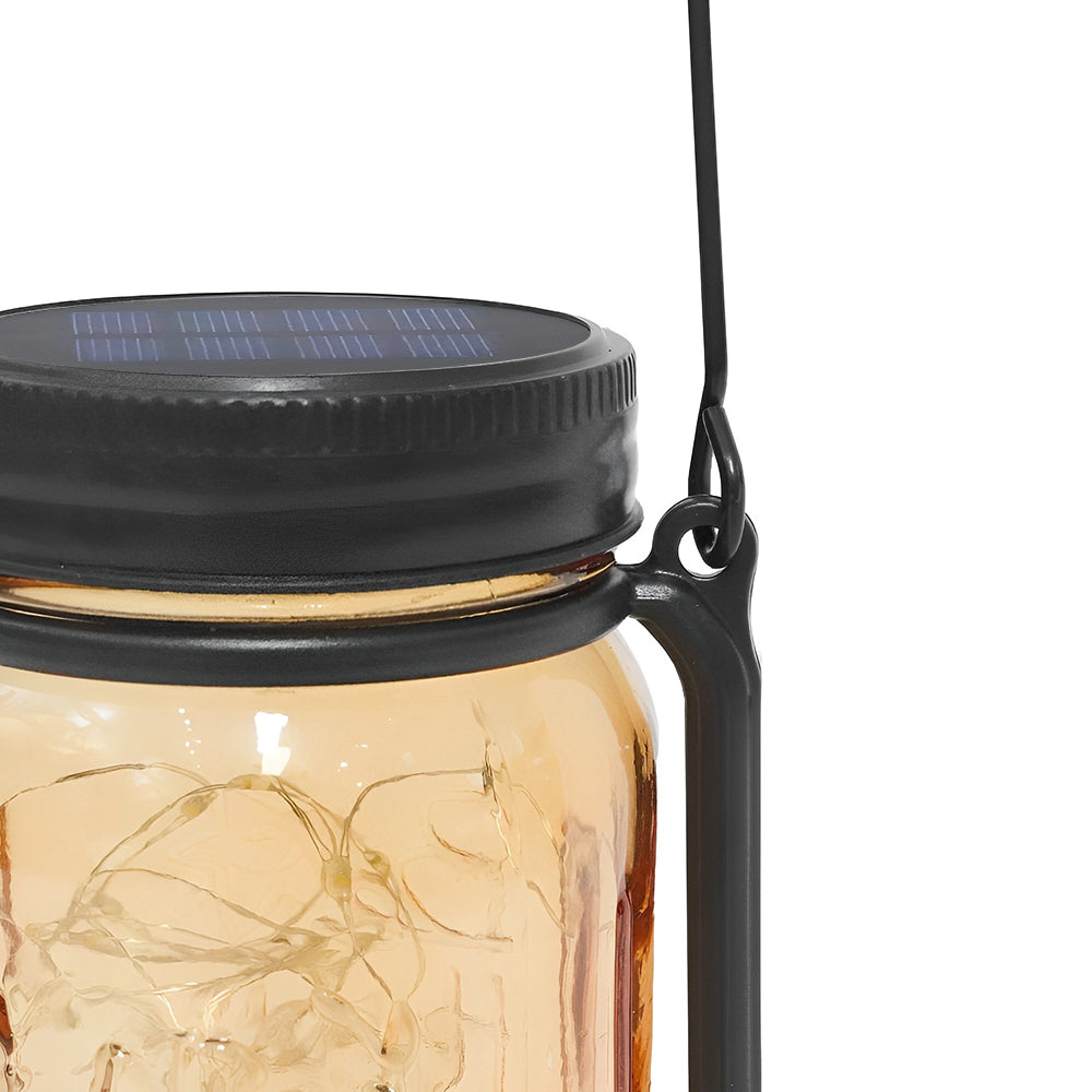 LUMIRO 4 Pack Solar Hanging Mason Jar Lights Decorative Solar Lantern with Stakes