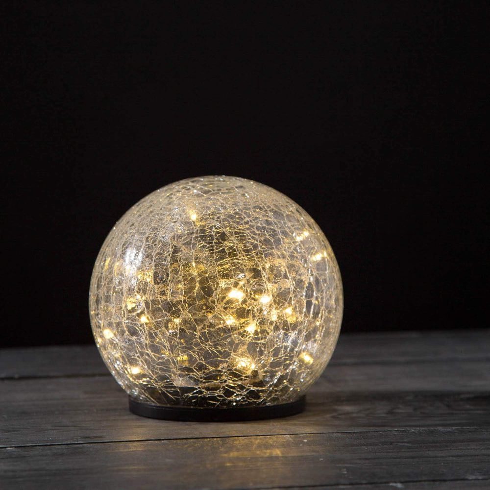 LUMIRO Outdoor Cracked Glass Garden Solar Ball Light - 15 cm