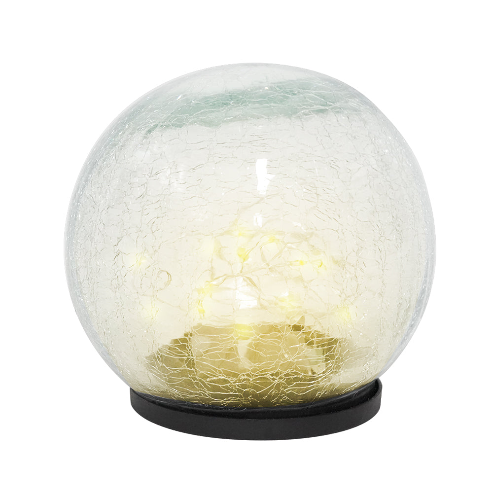 LUMIRO Outdoor Cracked Glass Garden Solar Ball Light - 15 cm