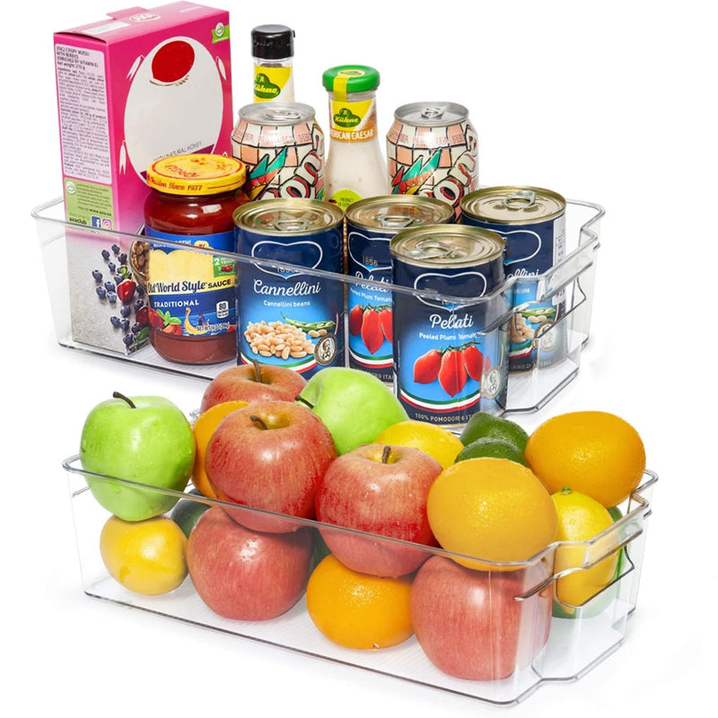 Pack of 6 Acrylic Stackable Clear Plastic Storage Bin for Refrigerator