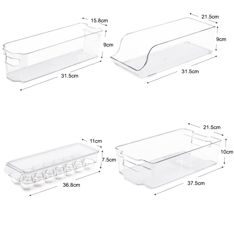 Pack of 6 Acrylic Stackable Clear Plastic Storage Bin for Refrigerator
