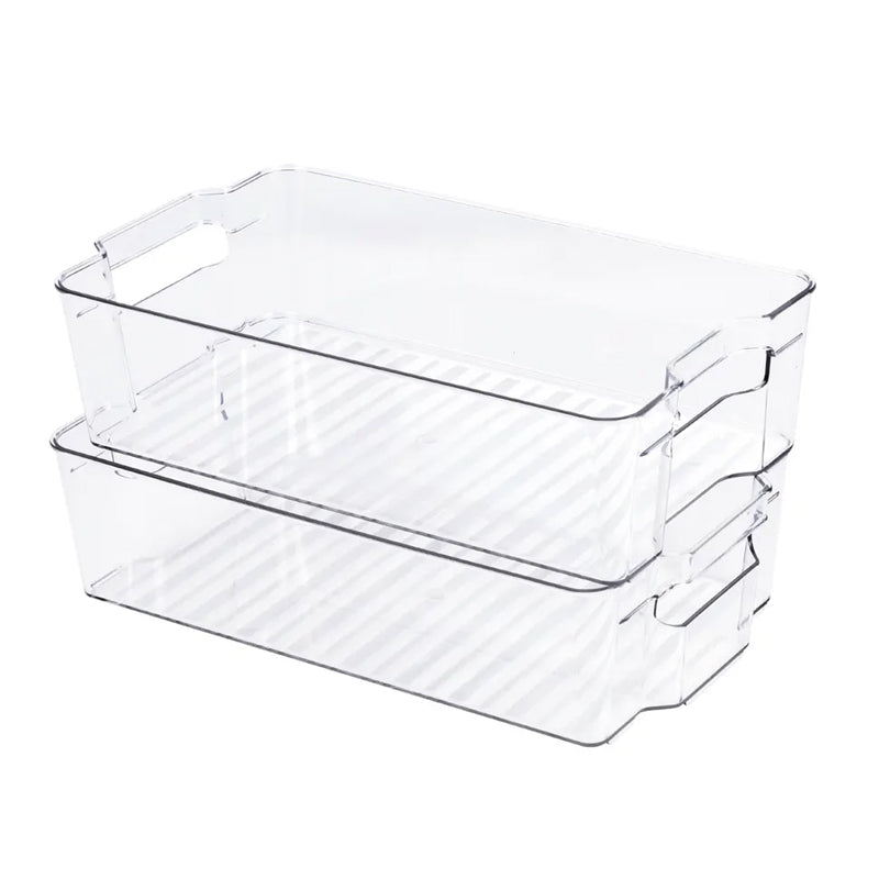 Pack of 6 Acrylic Stackable Clear Plastic Storage Bin for Refrigerator