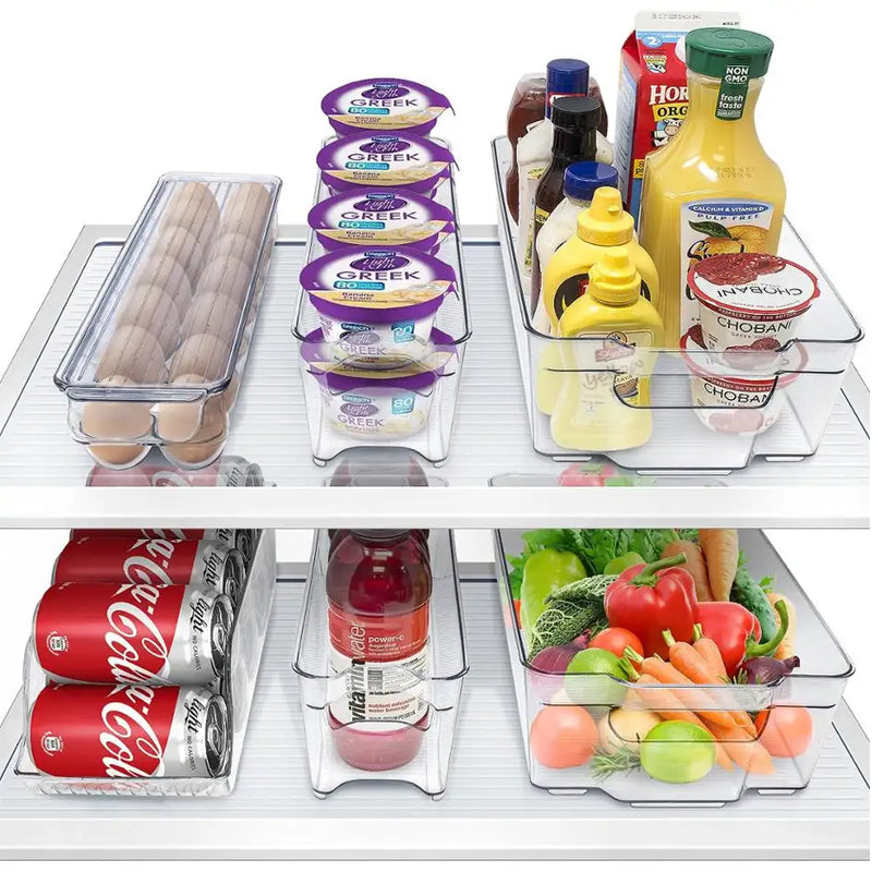 Pack of 6 Acrylic Stackable Clear Plastic Storage Bin for Refrigerator