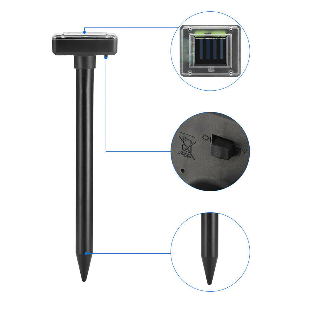 Solar Powered Ultra Sonic Multi-Pulse Garden Snake Repellant