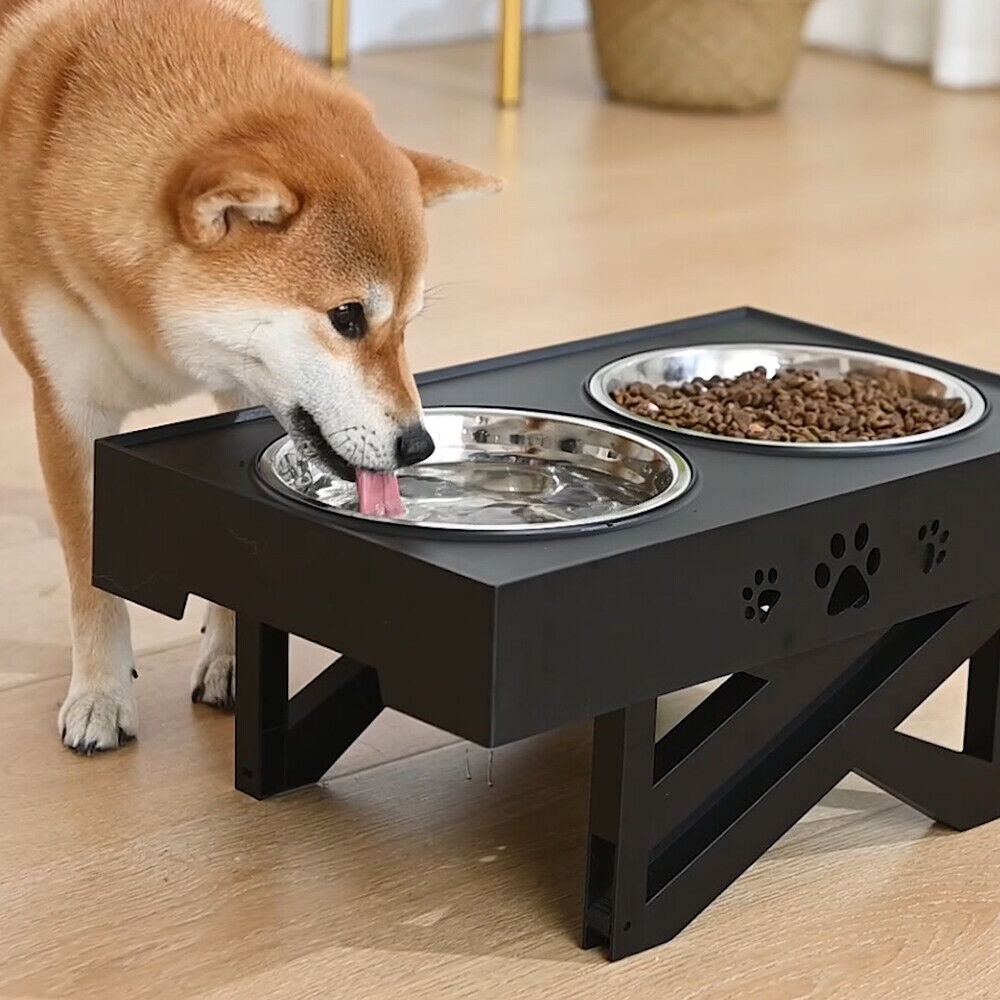 Elevated Double Bowl Dog Pet Feeder with Adjustable Height
