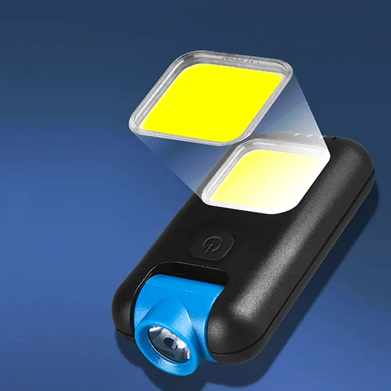 Mini LED Flashlight Keychain COB Work Light- USB Rechargeable