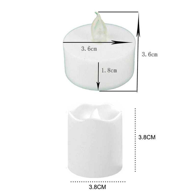 Pack of 12 Flameless Flickering LED Tealight Candles - Battery Operated