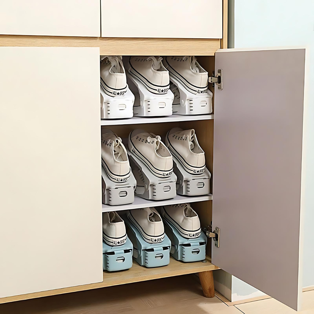 7 Pcs Double-Layer Integrated Adjustable Plastic Shoe Rack