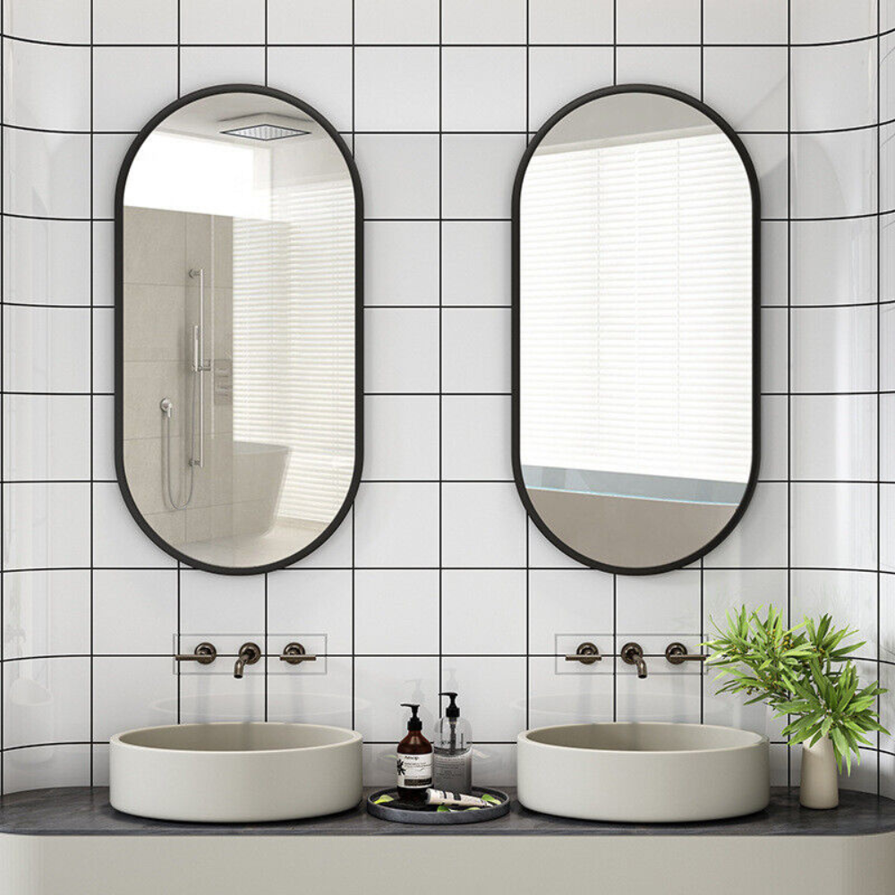 Stunning Oval Black Metal Wall Mirror