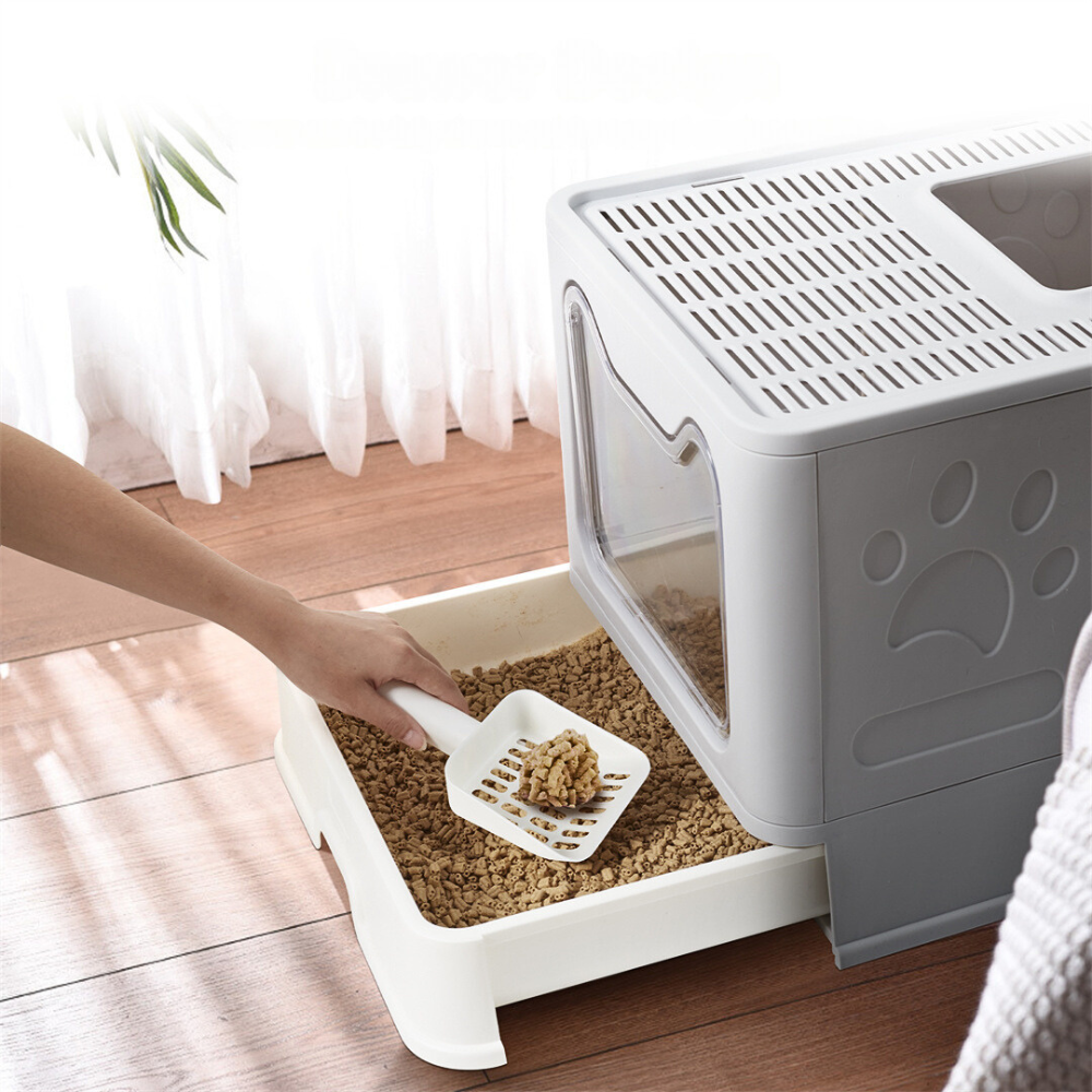 Tidy Cat Litter Box Enclosure with Portable Scoop Drawer