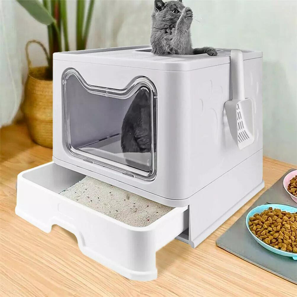 Tidy Cat Litter Box Enclosure with Portable Scoop Drawer