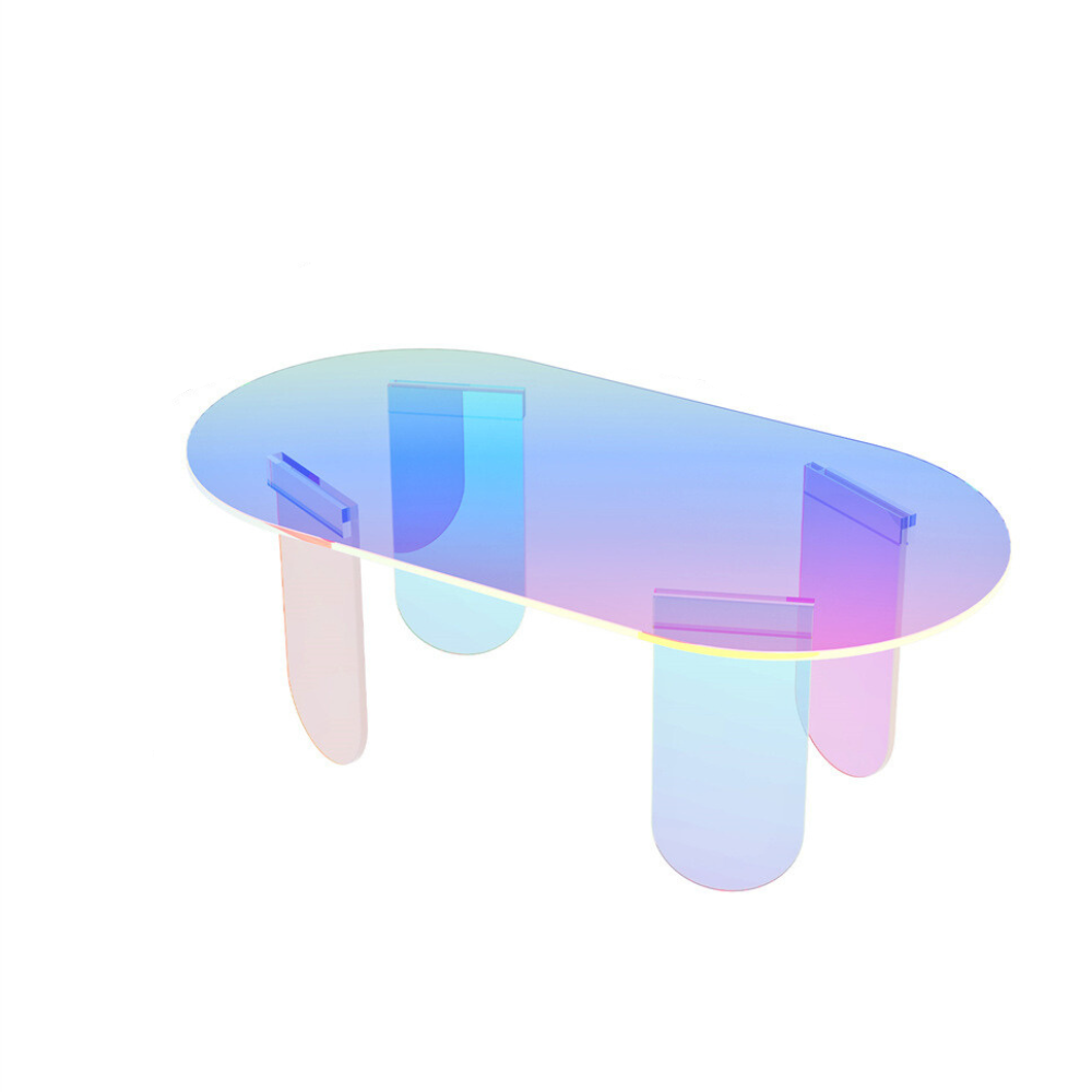 Elegant Shatterproof Iridescent Clear Acrylic Coffee Table