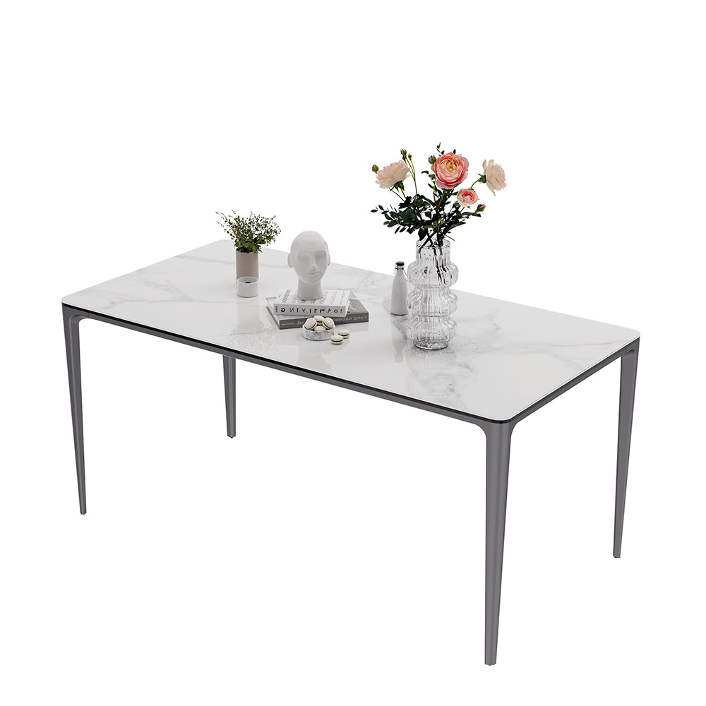 Tempered Glass Top Rectangular Kitchen Dining Table No Chairs