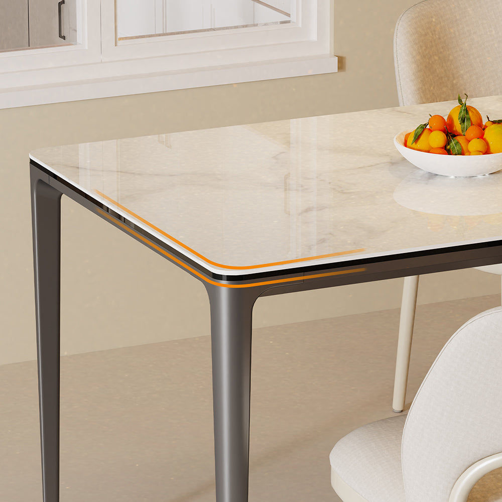 Tempered Glass Top Rectangular Kitchen Dining Table No Chairs