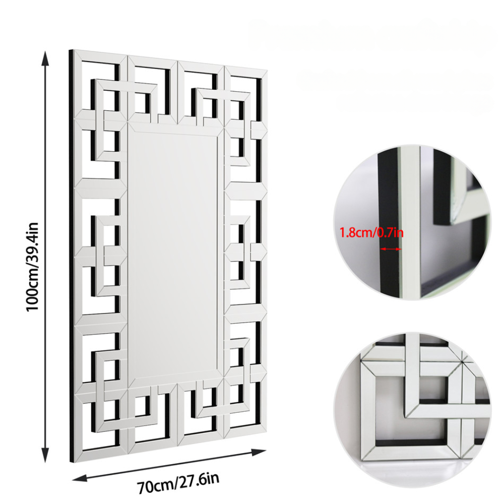 Decor Art Wall Mirror Living Room Bathroom Vanity Mirror Silver