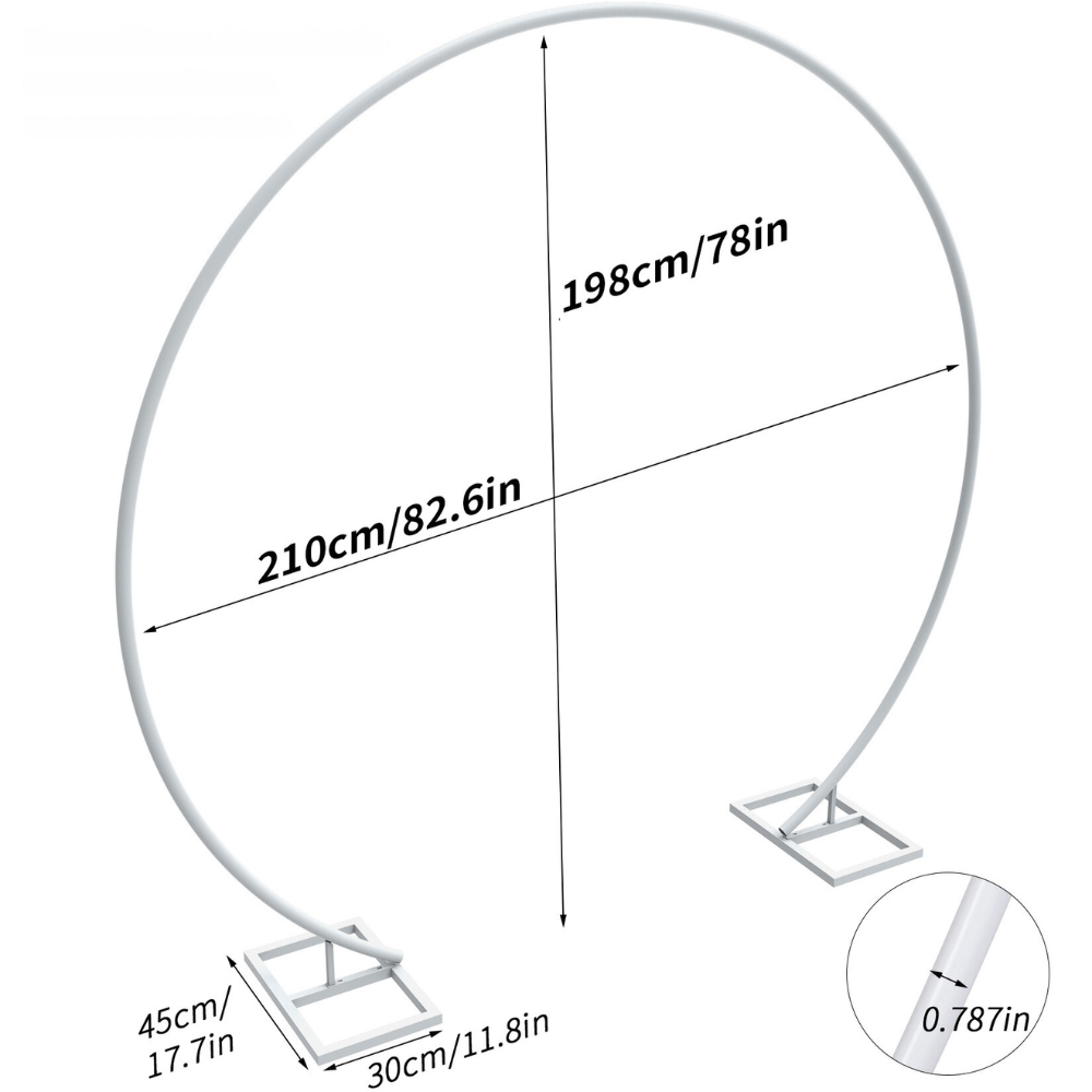 2.1M/2.4M Removable Round Wedding Arch Metal Backdrop Flower Frame