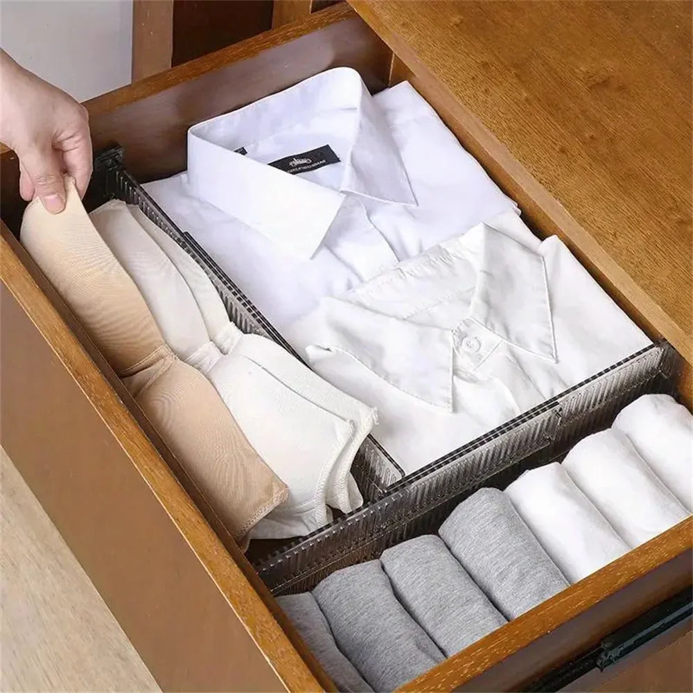 2pcs Adjustable Clapboard Drawer Divider Partition DIY Storage Organiser Closet Punch-free Separator
