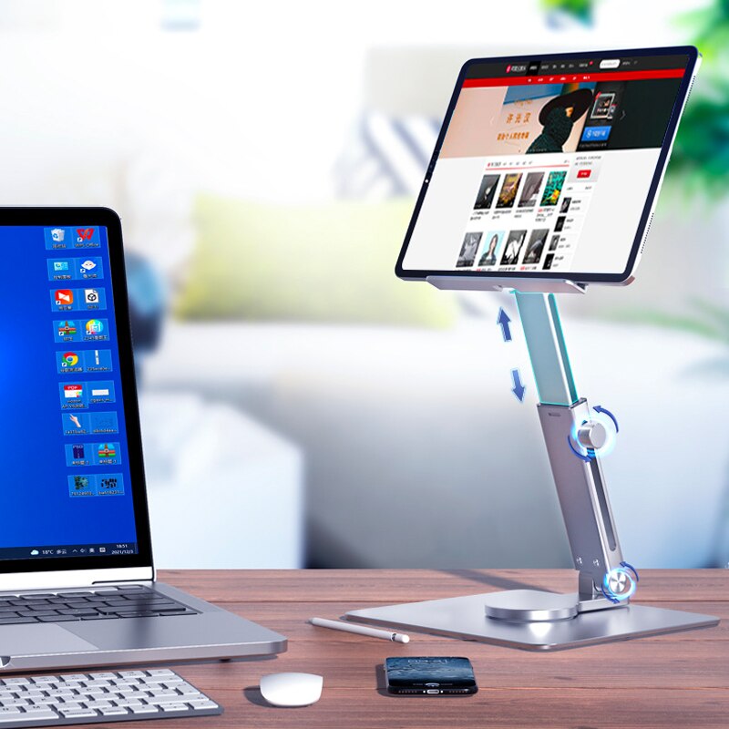 Aluminum Tablet Stand 360°Rotating Folding Adjustable Desk Holder