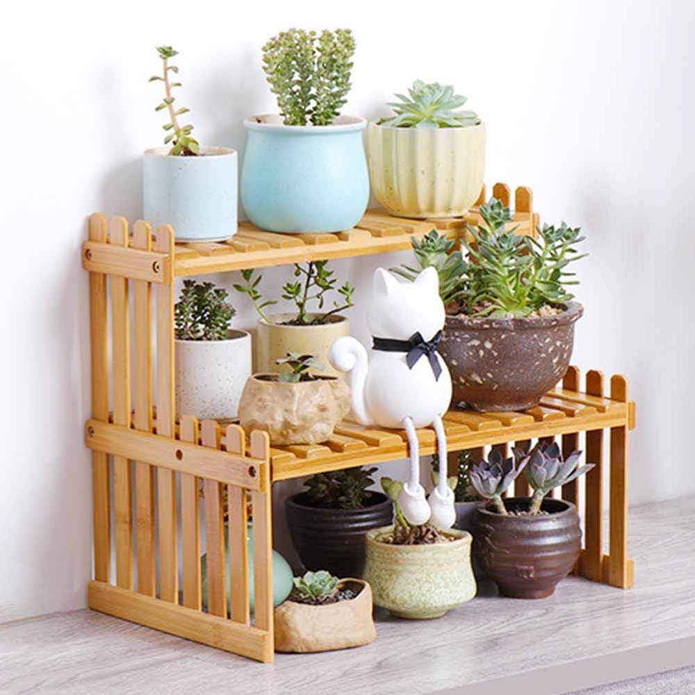 Indoor Plants Holder Wood Shelf Pot Organizer