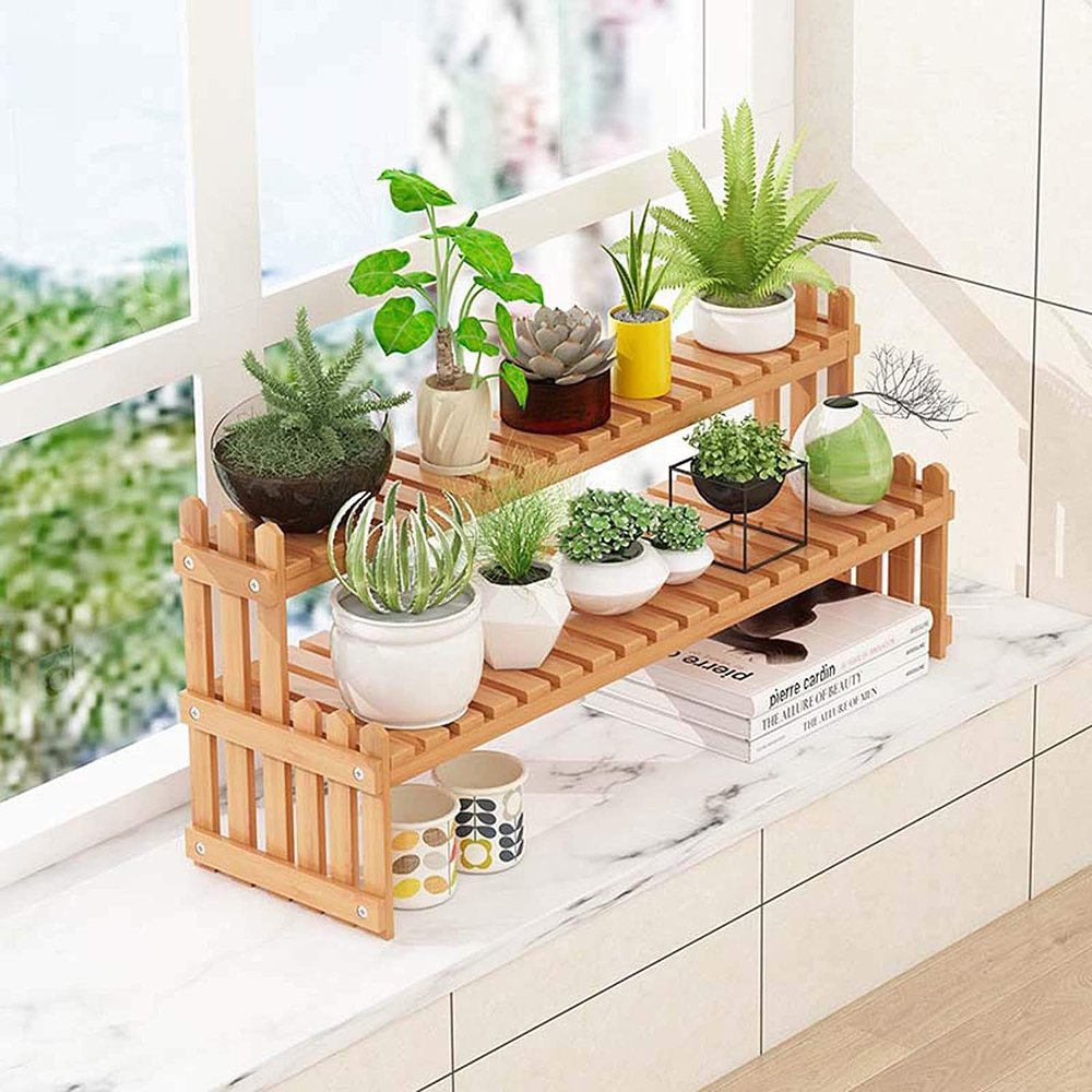 Indoor Plants Holder Wood Shelf Pot Organizer