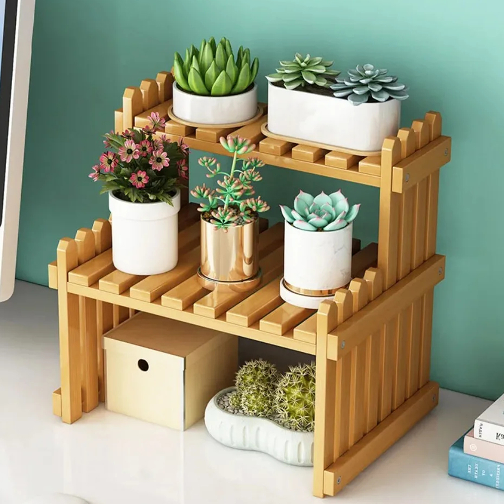 Indoor Plants Holder Wood Shelf Pot Organizer