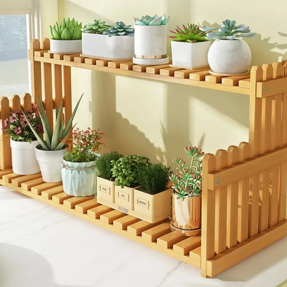 Indoor Plants Holder Wood Shelf Pot Organizer