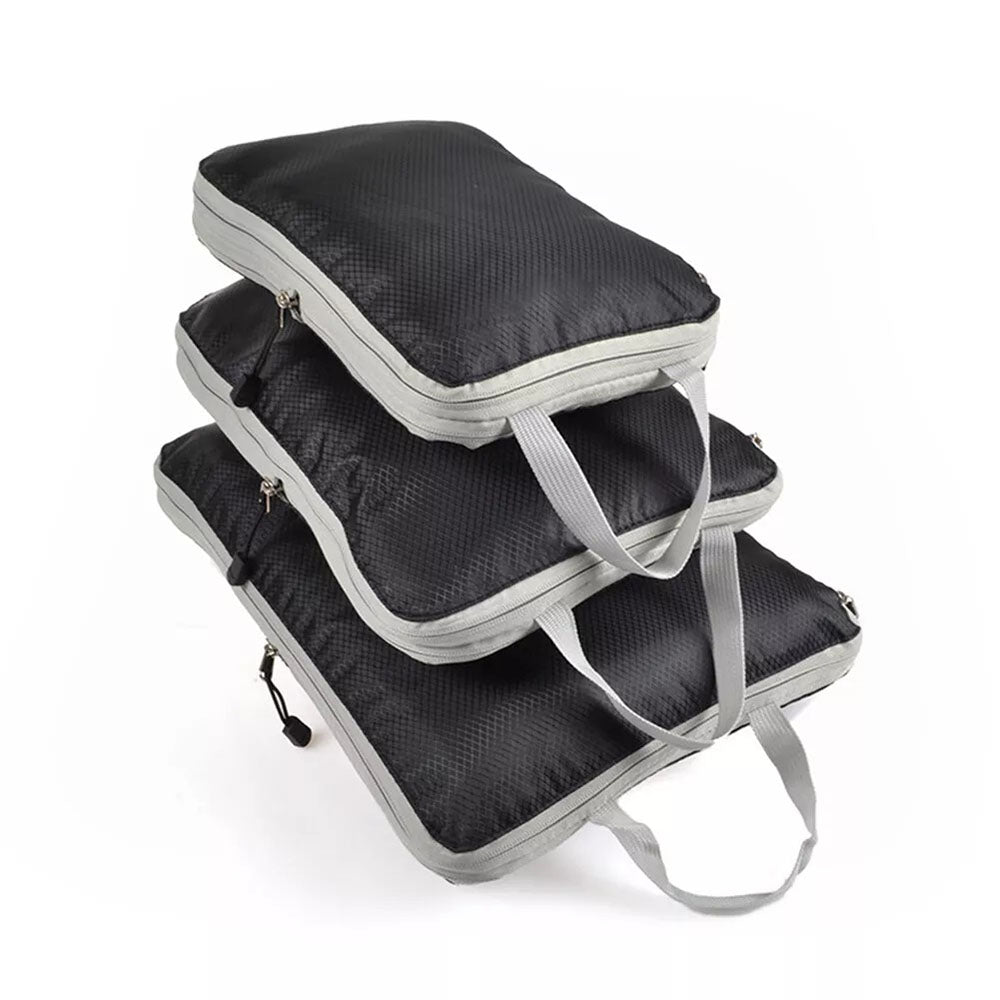 3Pcs Compressible Travel Storage Bag Suitcase Packing Cubes