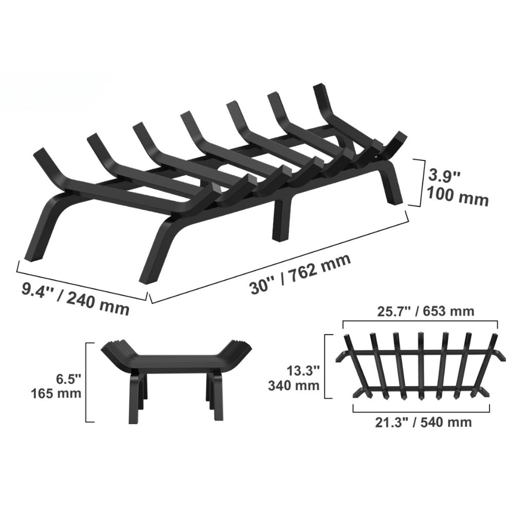 Fireplace Log Grate Fireplace Grate Solid Powder Coated Steel Bars