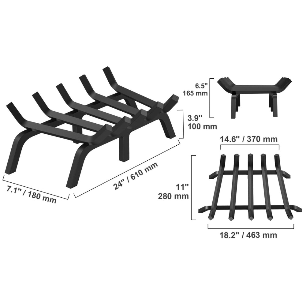 Fireplace Log Grate Fireplace Grate Solid Powder Coated Steel Bars